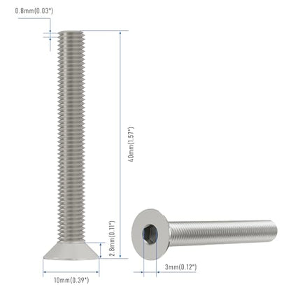 10 Pcs M5x40mm Flat Head Socket Cap Screws,Allen Hex Drive Type, 304 Stainless Steel countersunk Bolt, Full Threaded - size: M5x40mm /10 Pcs