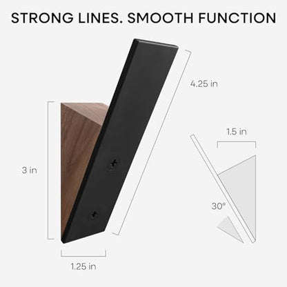 Homeforia Walnut Coat Hook, High-End Wood & Metal, Modern Design, Set of 10 - color: Black Walnut, size: Pack of 10