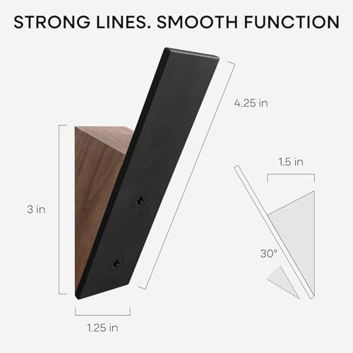 Homeforia Walnut Coat Hooks, High-End Wood & Metal, Modern Design, Set of 6 - color: Black Walnut, size: Pack of 6
