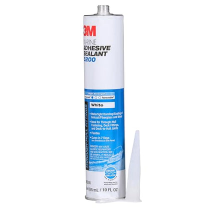 3M Marine Adhesive Sealant 5200, White, 10 fl oz Cartridge with Nozzle - color: White, size: 10 fl oz