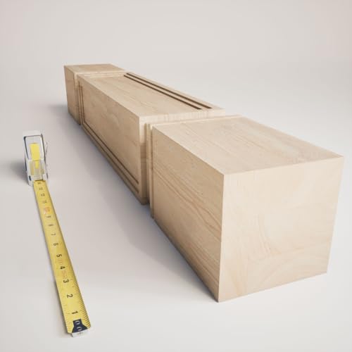 Ekena Millwork COL05X05X35KERW Kent Raised Panel Cabinet Column (Top Block: 6", Bottom Block: 7"), 5"W x 5"D x 35 1/2"H, Rubberwood - color: Rubberwood, size: 5-in. W x 5-in. D x 35.5-in. H