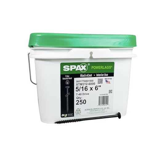 5/16" x 6" Powerlags Interior Pancake Head Structural Wood Lag Screws (250 pcs) T40 T-Star Heavy Duty - size: 5/16" x 6"