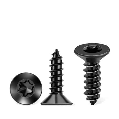 100 PCS #10 x 5/8" Flat Head Torx/Star Wood Screws, 18-8 (A2) Stainless Steel, Full Threaded & Black Coated for Durability, T25 Drive Bit Included, No.10 X 0.63 Multipurpose Screw by TPOHH - size: #10 x 5/8 inch