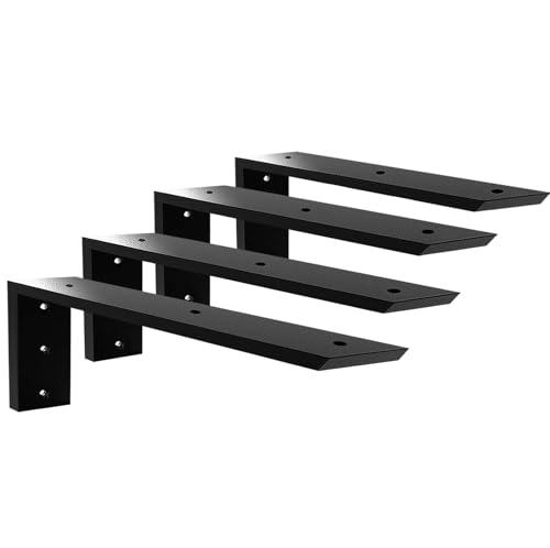 Countertop Support Bracket 16 Inch 4 Pack Countertop Bracket for Granite 3/8" Thick 16"x6"x2.5" Heavy Duty L Brackets Shelf Brackets Metal Corbels for Quartz/Granite/Wood/Concret/ Laminate Countertops - size: 16 Inch, style: black-4 pack