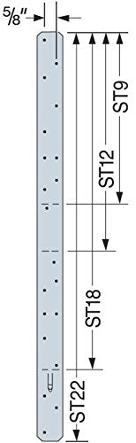 Simpson Strong-Tie ST12 Strap Tie - 100 Pack, 1-1/4 x 11-5/8 in, Galvanized, Wall Mount