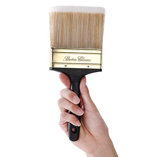 Bates- Deck Stain Brush, 4 Pack, 4 Inch, Soft Tip Wood Stain Brushes for Wood, Brass Plated Steel Ferrule, Ergonomic Handle - size: 4 Inch, 4 Pack