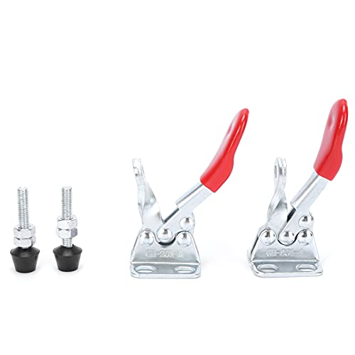 Toggle Clamp Fixture, 2Set Hold Down LD GH‑201‑A Clamping Quick LDGH 201AHand Clamps, Clamp, Hand Tools 30kg Holding Capacity GH201A Nonslip Red Tools, Horizontal with Acity for