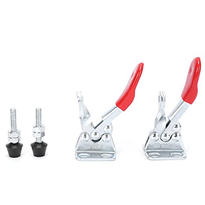 Toggle Clamp Fixture, 2Set Hold Down LD GH‑201‑A Clamping Quick LDGH 201AHand Clamps, Clamp, Hand Tools 30kg Holding Capacity GH201A Nonslip Red Tools, Horizontal with Acity for