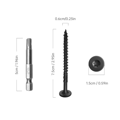 50Pcs 3 Inch Black Structural Wood Screws - color: Black, size: #14×3"