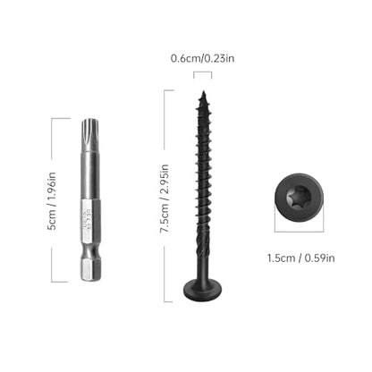 150Pcs 3 Inch Deck Screws Black - color: Black, size: #14×3"