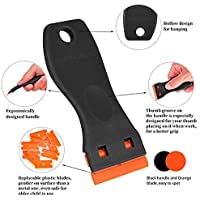 Plastic Razor Blade Scraper, Scraper Tool with 20 PCS Plastic Razor Blades for Removing Labels Adhesive Decals Sticker from Windows Glass (Black) - color: Black-1pcs