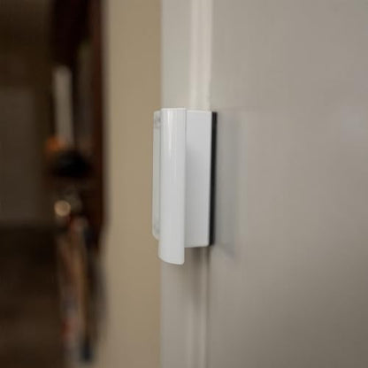 Prime-Line U 114702 New and Improved Door Reinforcement Lock with Integral Pull – Add Extra, High Security to Your Home and Prevent Unauthorized Entry – 3 in. Stop, Solid Brass, White (Single Pack) - color: White