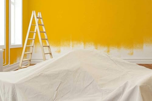 ZUPERIA Canvas Drop Cloth for Painting (Size 4' x10' Feet Pack of 4) Painters Drop Cloth for Painting, Furniture & Floor Protection, All Purpose Thick Canvas tarp with Double Stitched Edges - size: 4' x 10' Feet