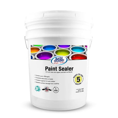 Rain Guard Water Sealers SP-9005 Paint Sealer 5 Gallon - Clear Semi-Satin Finish - Water Repellent Protection for All Painted Surfaces - Water-Based Silane/Siloxane Acrylic - size: 5 Gallons