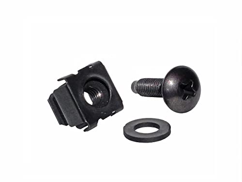 RackGold® Black M6 Cage Nut & Screws w/Washers 50-Pack - USA Made