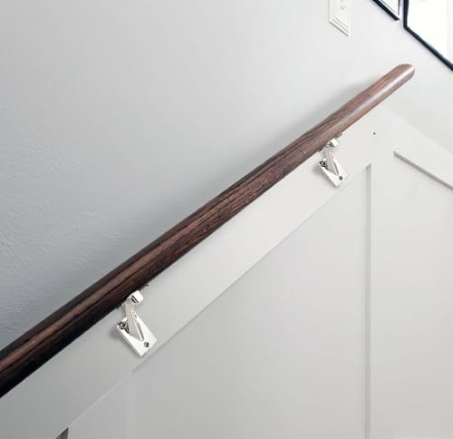 KHTUMEWARE 4 Pack 3 inch Polished Nickel Handrail Stair Brackets - Heavy-Duty Zinc Alloy Staircase Handrail Supports, Suitable for Home Stairs and Balcony Guardrails - color: Polished Nickel