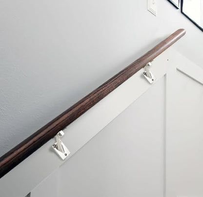 KHTUMEWARE 4 Pack 3 inch Polished Nickel Handrail Stair Brackets - Heavy-Duty Zinc Alloy Staircase Handrail Supports, Suitable for Home Stairs and Balcony Guardrails - color: Polished Nickel