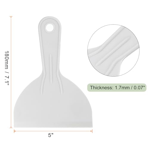 HARFINGTON 5pcs Putty Scraper 4.9" Width 1.5mm Thin Flexible Plastic Putty Knives for Taping Drywall Spreading Painting Wall Scratching Gray - size: 4.9"