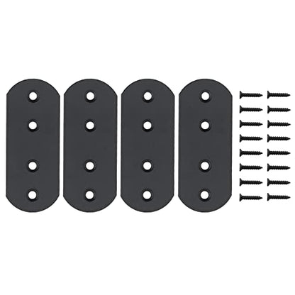 4 Pack Flat Mending Plate for Wood, ULIFESTAR Black Iron Flat Straight Brace Brackets Metal Repair Fixing Wood Brace Joining Plates Connector for Repairing Wooden Furniture with Mounting Screws - size: 3.7 x 1.5 x 0.12 inches