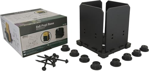 OZCO Ironwood Post Base Kit, 6in x 6in, 1 Kit with Hardware, Black - size: 6x6, style: Ironwood