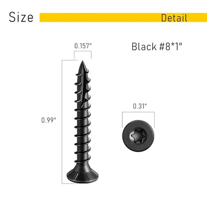 150pcs Deck Screws #8 x 1 Inch Wood Screw Star/Trox Drive Structural Screw for Timber, Log, Landscaping Wood Etc. - color: Black, size: #8 x 1"