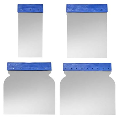 4 Pcs Stainless Steel Putty Knife Set, Metal Body Filler Spreader Tools for Bondo, Plaster, Paint, Glaze