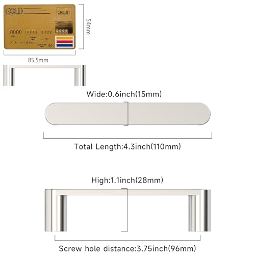 Amerdeco 10 Pack ZH0005BSN Brushed Satin Nickel Cabinet Pulls 3.75" - color: Brushed Satin Nickel, size: 3.75" hole center