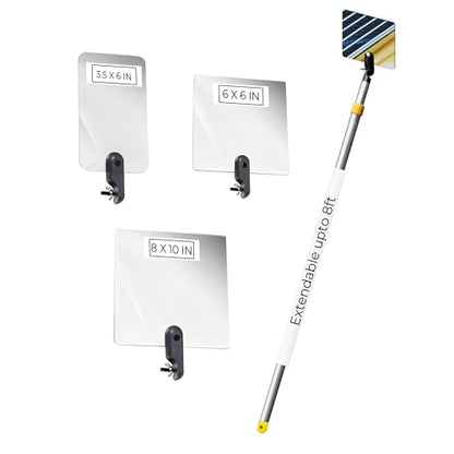 Inspection Mirror Telescoping Pole, Lightweight & Durable, 4 ft - 8 ft Pole, 3 Size Acrylic Mirror - size: 3 Size Acrylic Mirror, style: 4 ft - 8 ft Pole