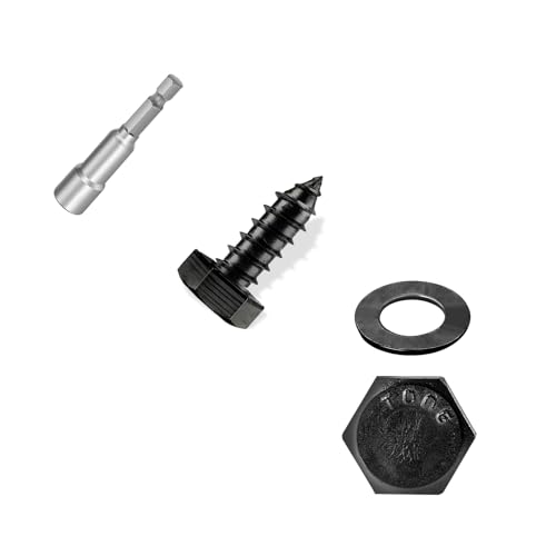 1/4″×1″ Hex Head Lag Screws (20 Sets), 304 Stainless Steel 18-8, Black, Heavy Duty Lag Bolts Wood Screws, with Flat Washer, Containing 1 Hexagonal Socket Wrench