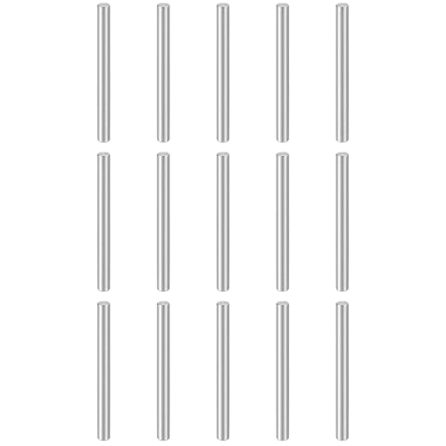 HARFINGTON 15pcs Dowel Pins M4(4mm) x 45mm 304 Stainless Steel Cylindrical Shelf Support Peg Pin Rod Fasten Elements for Metal Devices Wood Furniture DIY Installation, Silver - size: M4 x 45mm