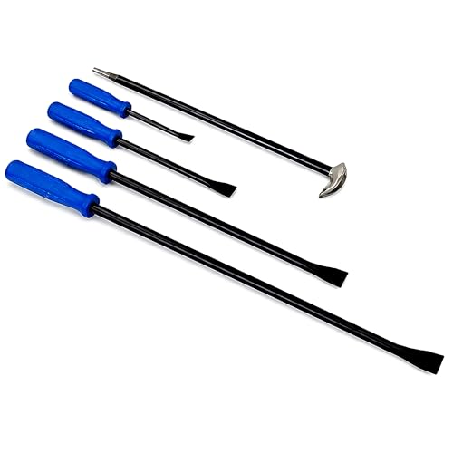 Pry Bar Set 5-Piece Heavy-Duty with Rolling Head & Chisel Tips Tech Team
