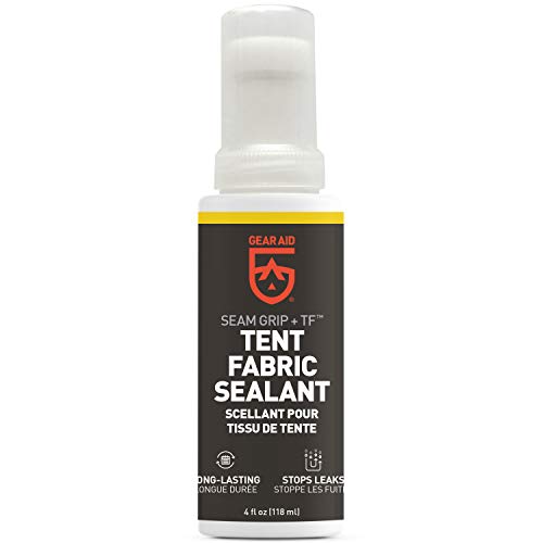GEAR AID Seam Grip TF Tent Fabric Sealer for Waterproofing and Restoring Polyurethane Coating (PU) on Nylon Tent Floors, Rainflies and Tarps, Treats up to 85 sq. ft, Clear, 4 fl oz, 1 Pack - style: 4 Fl Oz - 1 Pack