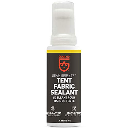 GEAR AID Seam Grip TF Tent Fabric Sealer for Waterproofing and Restoring Polyurethane Coating (PU) on Nylon Tent Floors, Rainflies and Tarps, Treats up to 85 sq. ft, Clear, 4 fl oz, 1 Pack - style: 4 Fl Oz - 1 Pack
