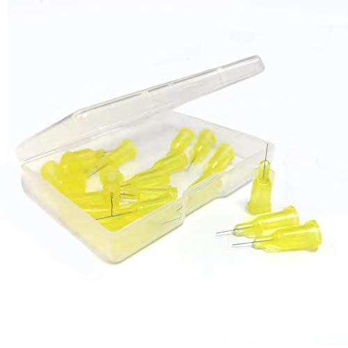 32Ga 0.25in Blunt Tip Dispensing Syringe Needle, Yellow 20 PCS