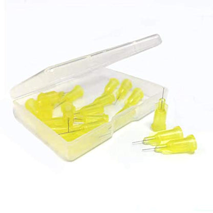 32Ga 0.25in Blunt Tip Dispensing Syringe Needle, Yellow 20 PCS