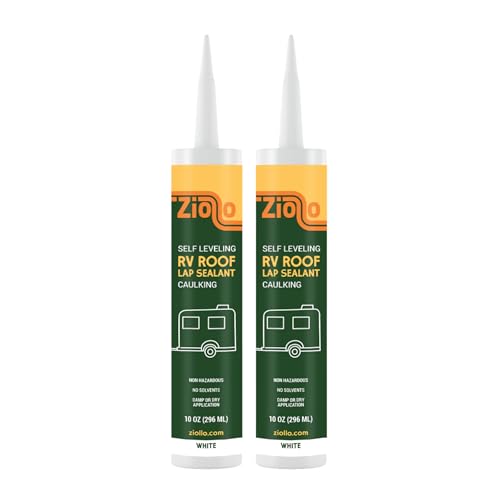 Ziollo RV Roof Lap Sealant - Self-Leveling EPDM Caulk for Rubber Roofs, Seams & Vents - Waterproof Sealant for Motorhomes, Trailers & Campers - White, 2-10 oz Tubes - size: 2 - 10 oz Tube