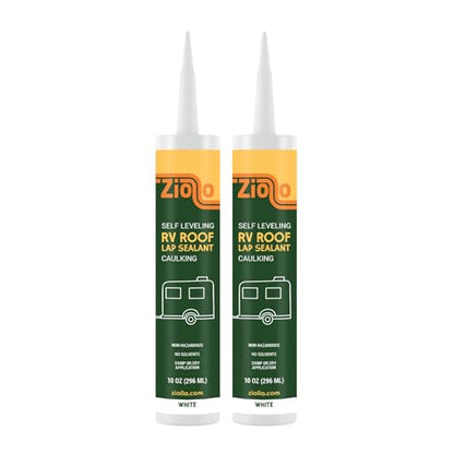Ziollo RV Roof Lap Sealant - Self-Leveling EPDM Caulk for Rubber Roofs, Seams & Vents - Waterproof Sealant for Motorhomes, Trailers & Campers - White, 2-10 oz Tubes - size: 2 - 10 oz Tube