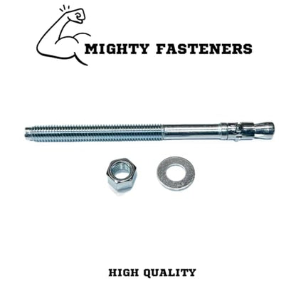 MIGHTY FASTENERS Zinc-Plated Steel Wedge Anchors, 1/2" X 7" - Heavy-Duty Mounting Bolts for Concrete - 25 Pack - size: 1/2" X 7"