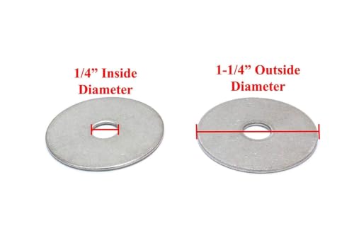 Pack of 100 Stainless Steel Fender Washers - 1/4 x 1-1/4-Inch Bolt Dropper Flat Washers for Screws and Bolts - Corrosion Resistant for Wood, Metal, and Wet Environments - size: 1/4" x 1-1/4" OD (100 pcs)