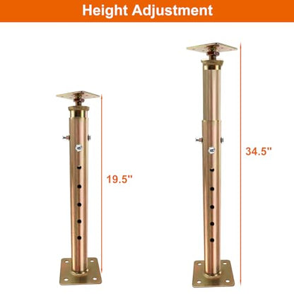 4 Pack Adjustable House Floor Jack,19.5" - 34.5" Height Range, Telescoping Jack Post for Basement Deck Leveling - size: 19.5-34.5 inch