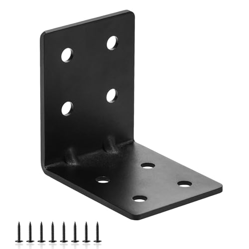4 PCS Heavy Duty Steel Corner Brackets, 4"x4"x3" 90 Degree L Right Angle Bracket, DIY L Shelf Brackets, Metal Joint Timber Connector Support for Wood Shelves, Furniture - size: 4x4x3in