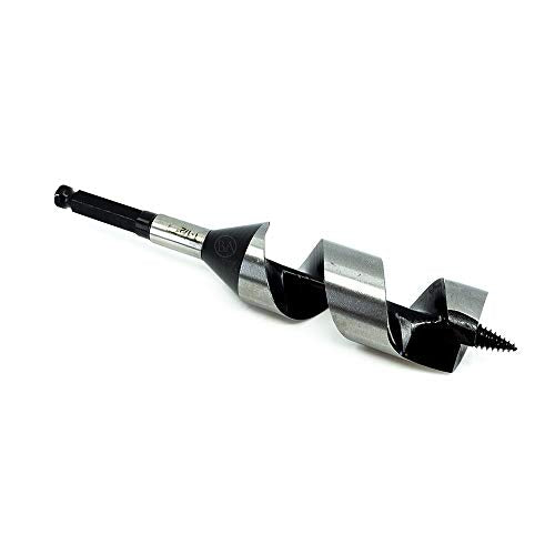 Benchmark Abrasives 1-1/2 Inch Auger Drill Bit for Woodworking, 7/16” Hex Shank Tool for Smooth, Clean Cuts Hole Carbon Steel Hole Cutter Drill Bit for Drilling on Soft & Hard Wood, MDF, Plywood - size: 1-1/2"