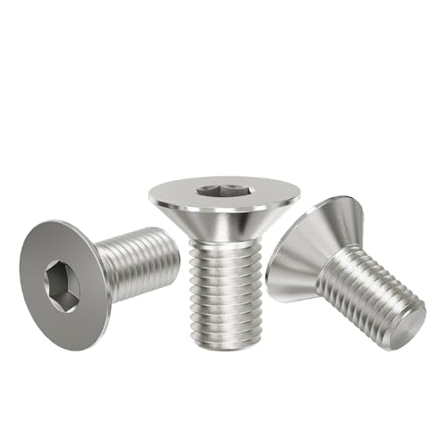 10 Pcs M6x10mm Flat Head Socket Cap Screws,Allen Hex Drive Type, 304 Stainless Steel countersunk Bolt, Full Threaded - size: M6x10mm /10 Pcs