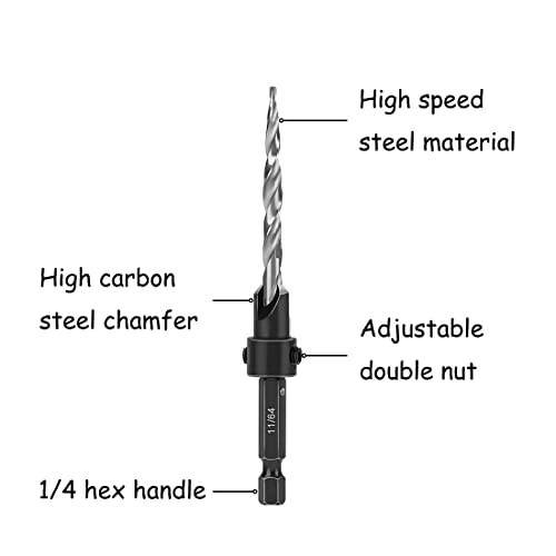 5PCS Countersink Drill Bit Set Quick Change Screw Drill Counter Sink Bit - size: 5PCS