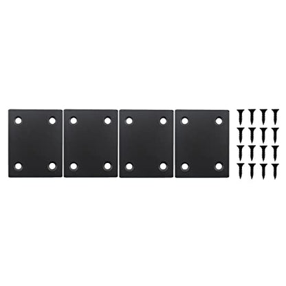 4 Pack Flat Straight Brace Brackets, ULIFESTAR Black Stainless Steel Mending Bracket Plate Metal Shelf Support Fixing Joining Plate for Furniture,Wood,Shelves,Cabinet with Mounting Screws - size: 60 x 48 x 2 mm
