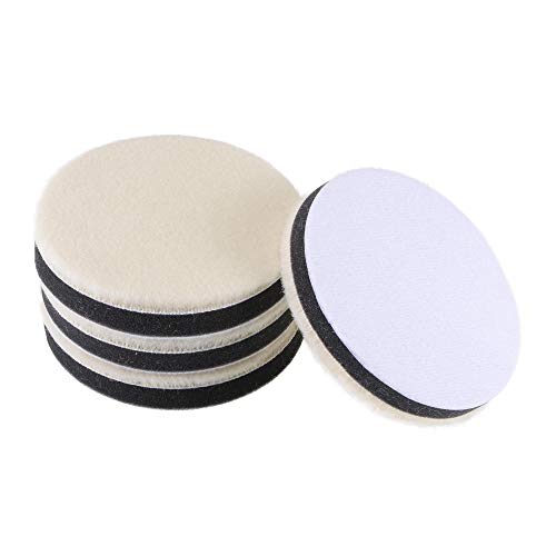 uxcell 4" Wool Felt Sponge Polishing Pad Hook and Loop Buffing Wheel Fine Polishing for Orbital Polisher Buffer 4 Pcs - size: 4"