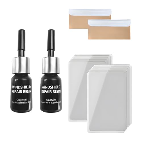 Yourkar 2 PCS Windshield Repair Kit, Quick Repair Resin Liquid for Windshield Glass Chip Scratch, Repair Fluid Resin Filler for Fixing Window Star-Shaped Crack, Car Accessories - color: Black, 2pcs