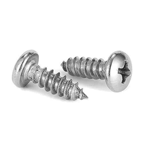 #6 x 3/8" Wood Screw 100Pcs 18-8 (304) Stainless Steel Pan Head Fast Self Tapping Drywall Screws by SG TZH - size: #6 x 3/8"