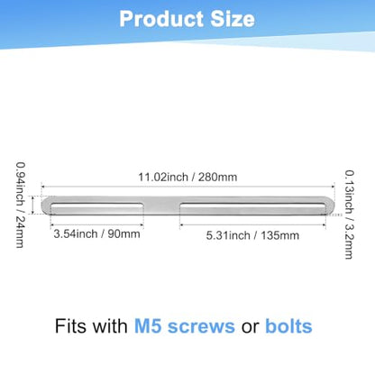 M METERXITY 2-Pack Flat Mending Plate Support 11.02x0.94in, Silver - color: Silver, size: 280 x 24mm