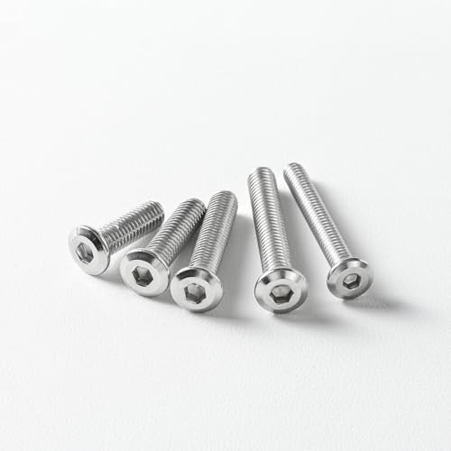 M6 x 20mm (20 Pack) Metric Flat Head Hex Socket Cap Screws Bolts, 304 Stainless Steel 18-8, Hex Drive, Bright Finish, Fully Machine Thread - size: M6 x 20